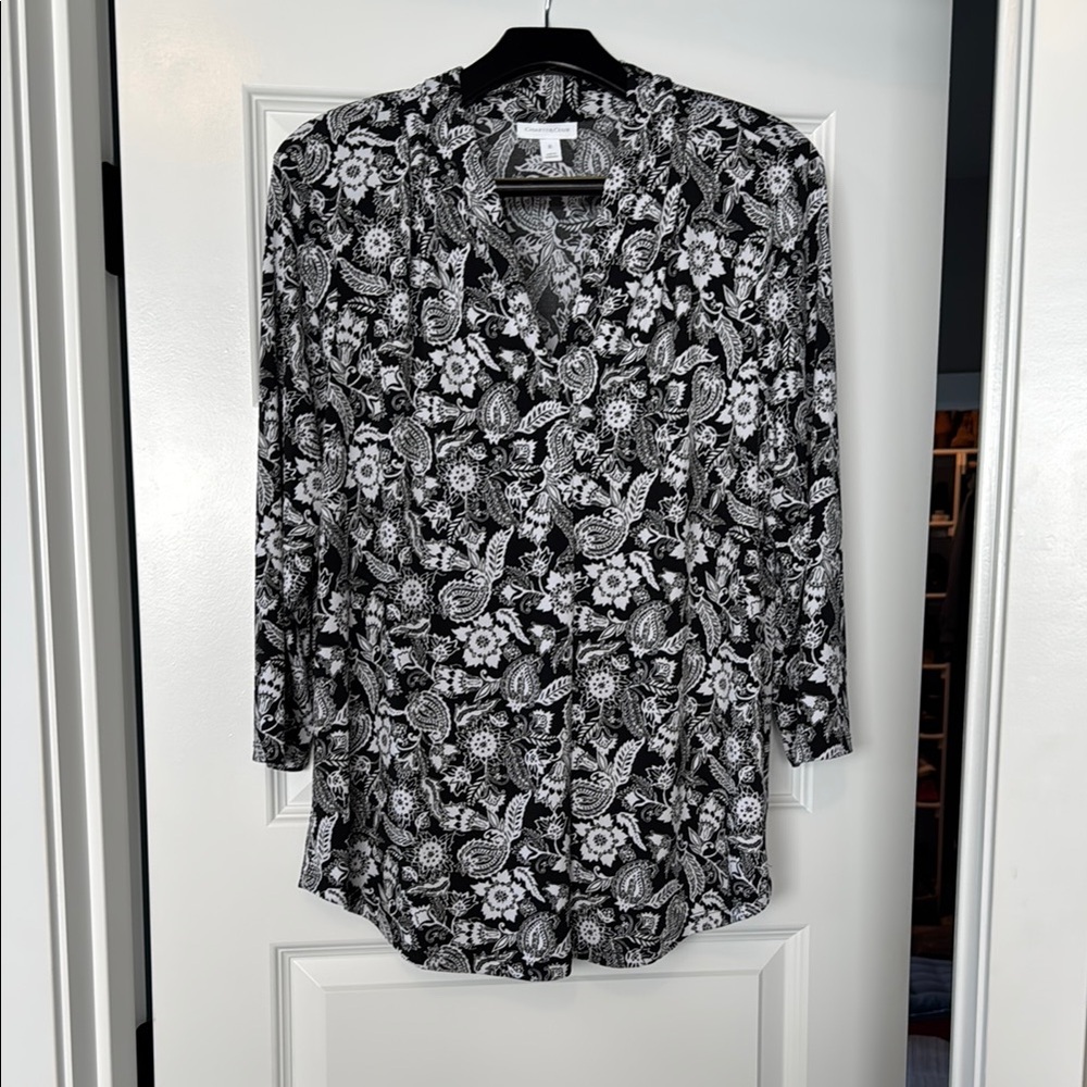 Charter Club Monochrome Floral Blouse